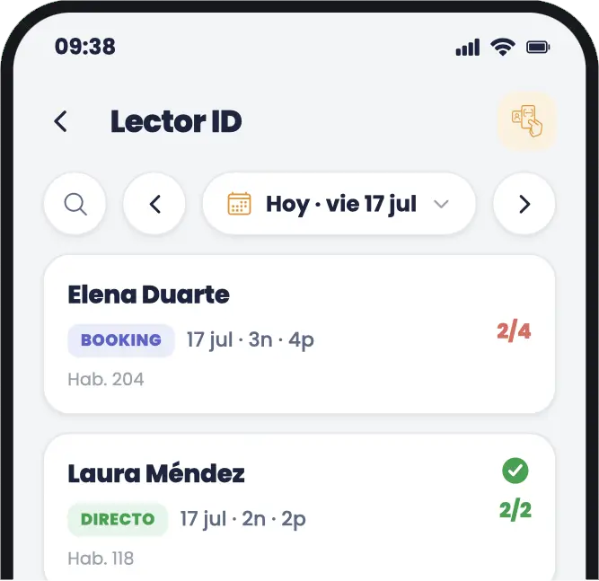 Llegadas del día en el lector de documentos