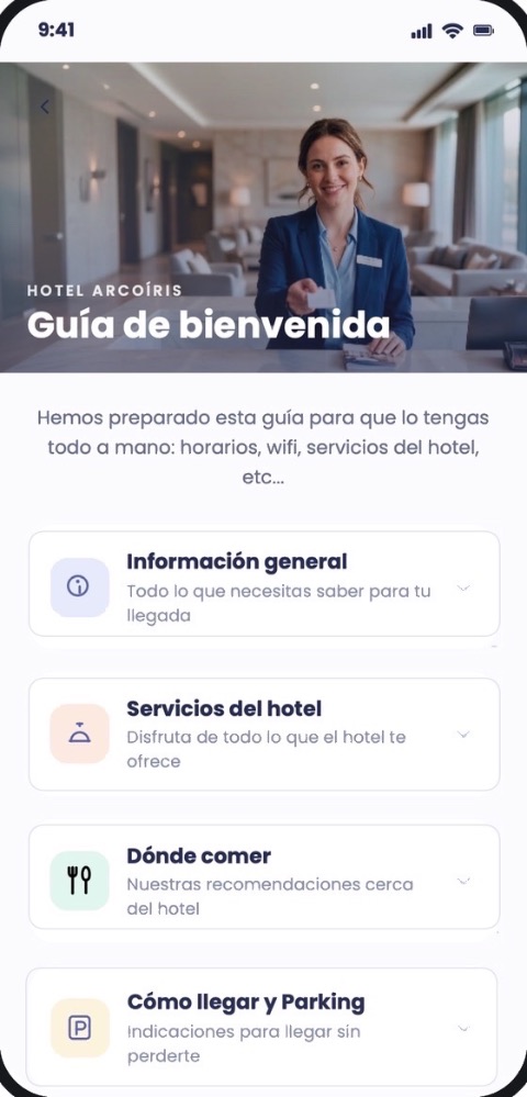 Guía de bienvenida del Hotel Arcoíris vista por el huésped