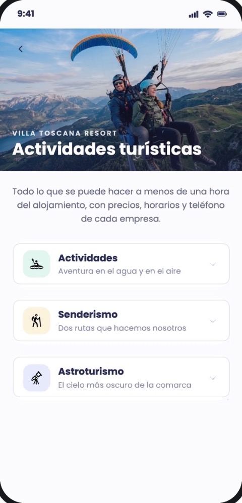 Guía de actividades turísticas vista por el huésped