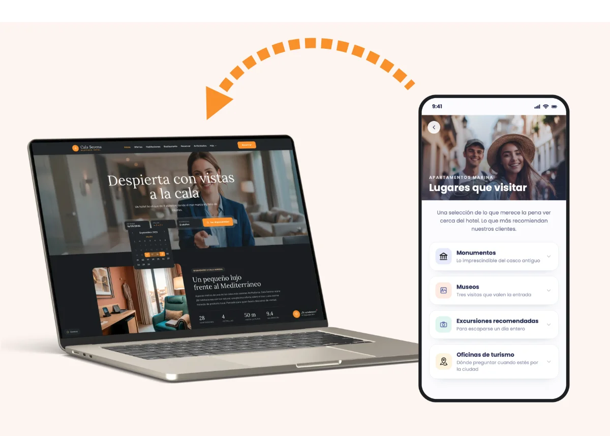 Los contenidos de la guía del huésped alimentan también la web del alojamiento