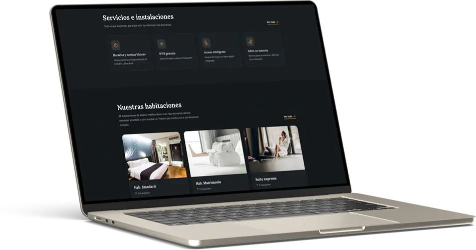 Páginas de servicios y habitaciones de la web del alojamiento